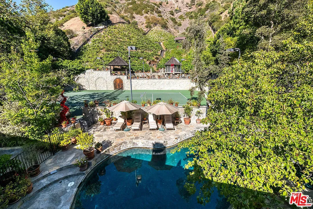 Backyard went full resort. Crisp pool, stone deck, everything gleaming.
