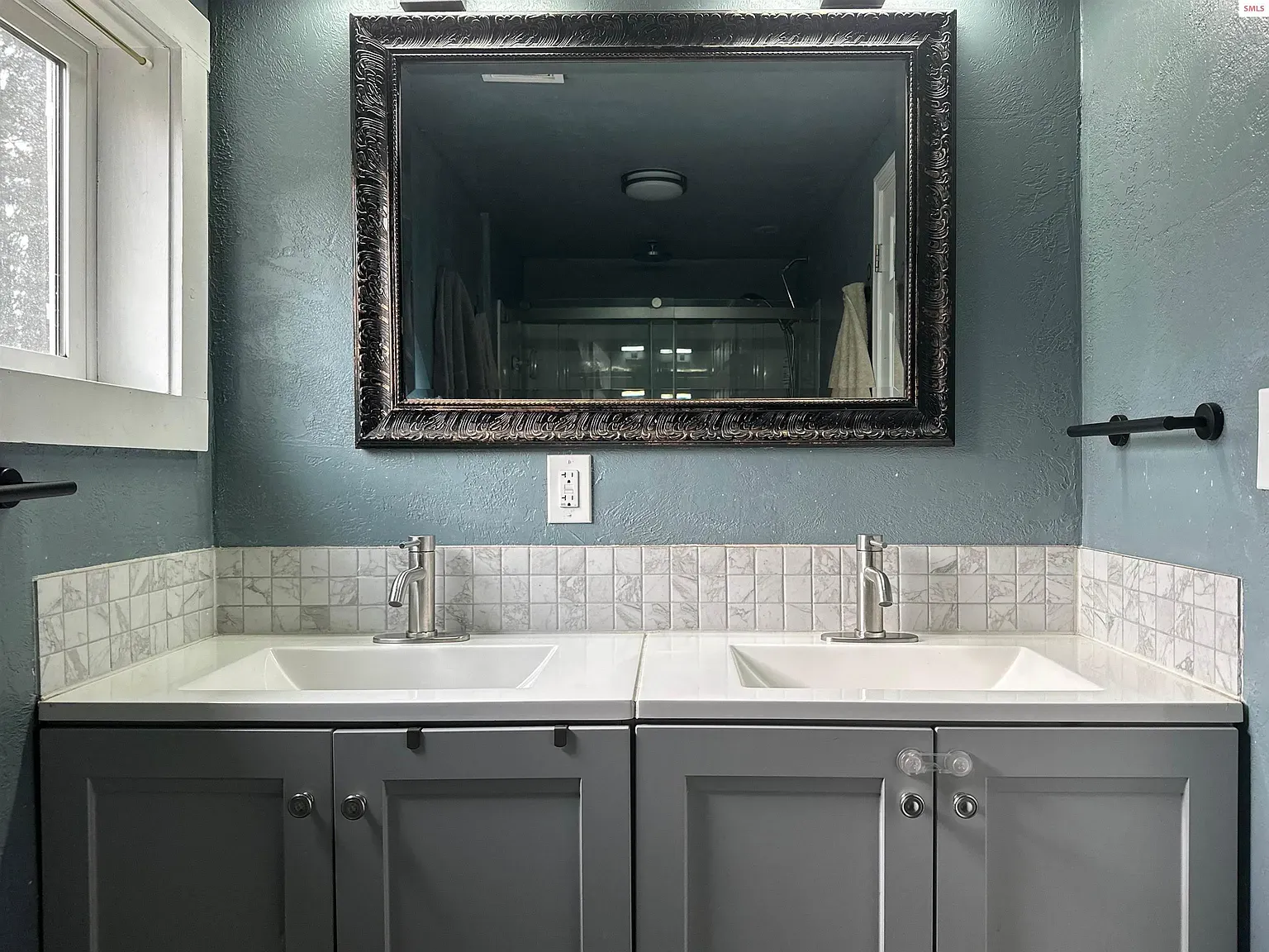 Second bath? Muted teal with white trim. Spa-ish without being precious.