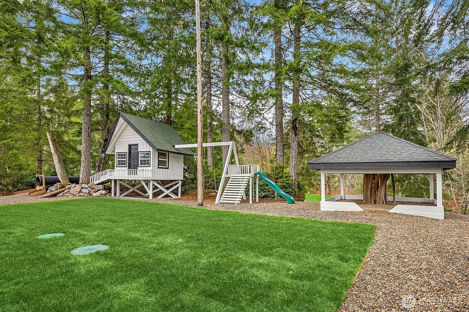 Here’s the A-frame cabin — looks fun, where’s the firepit?