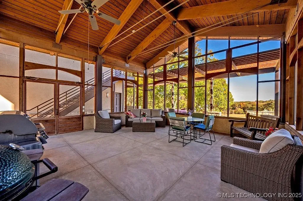 Another sunroom? Vaulted ceiling, beams, light everywhere. Plants would thrive.