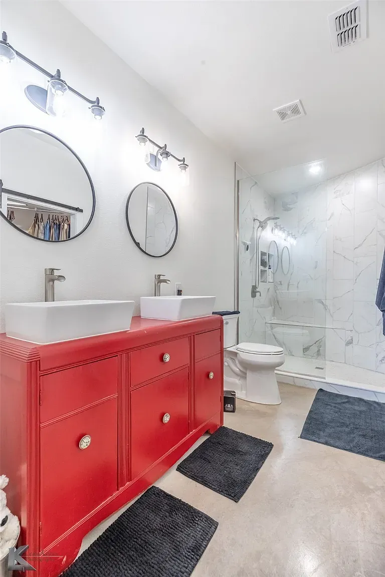 Okay, this red double vanity. Not sure, but it works.