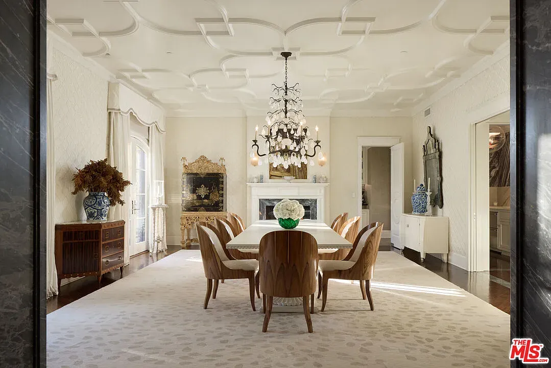 Textured walls plus a coffered ceiling. I mean, it's cool, maybe too much?