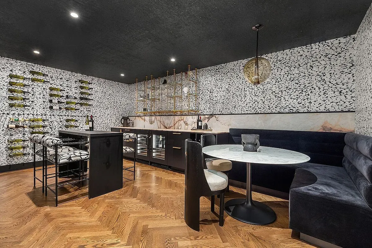 Then boom—patterned wallpaper everywhere, charcoal ceiling. I mean, it’s dramatic. Maybe too much?