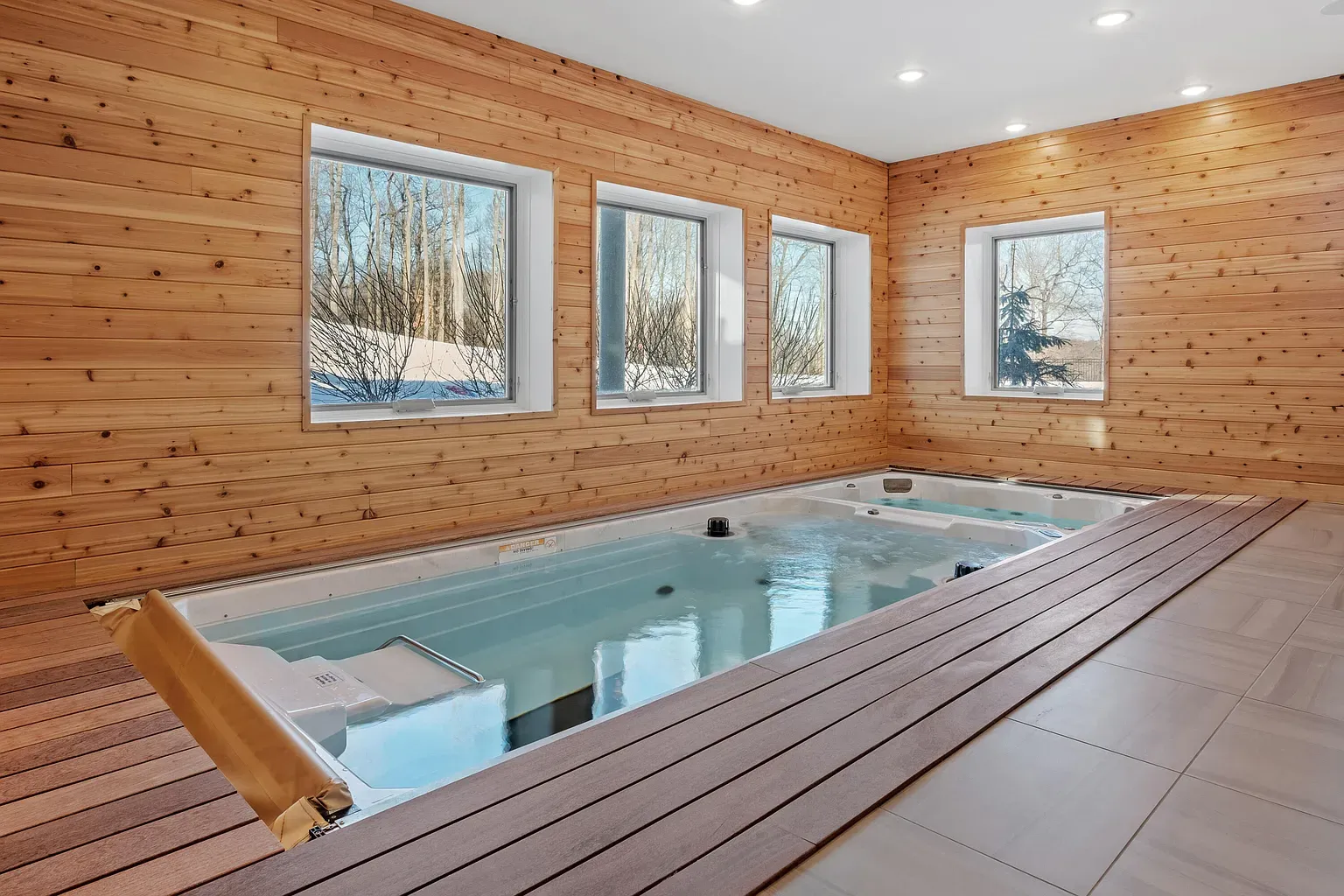Spa room with warm wood and big views. Would never leave.