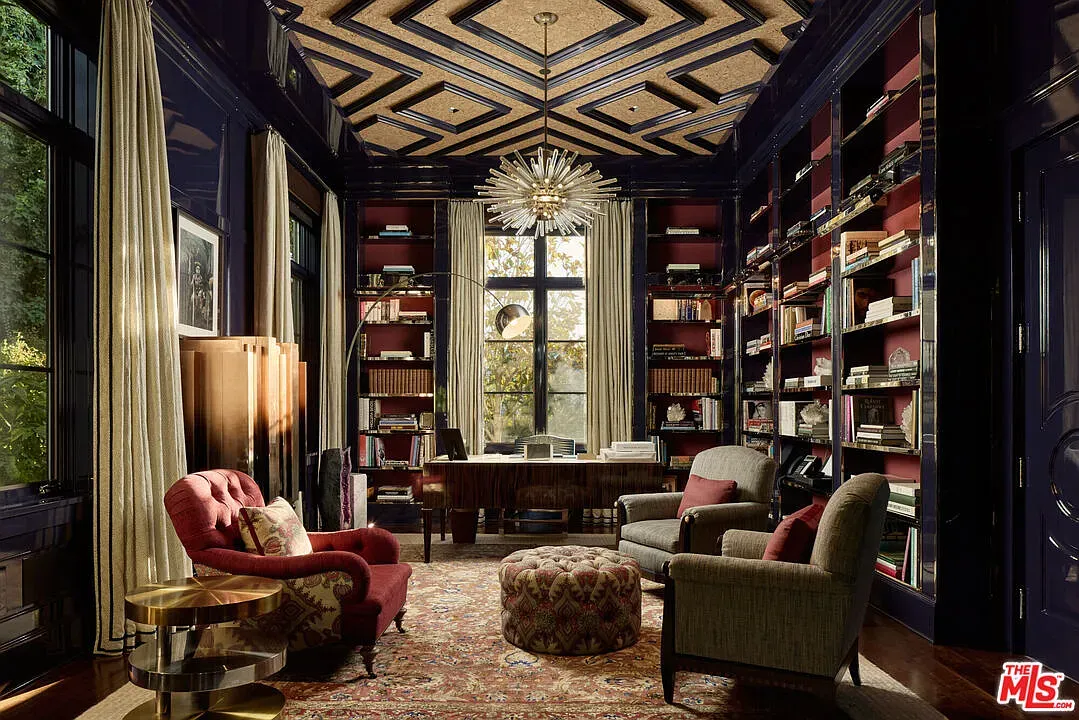 Okay, this ceiling pattern slaps. Dark blue makes it pop.