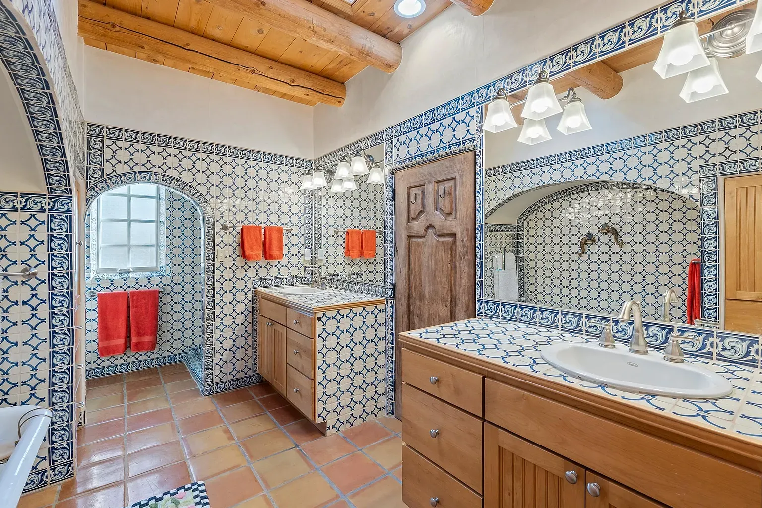 Blue-and-white tile mosaic looking straight out of a postcard.