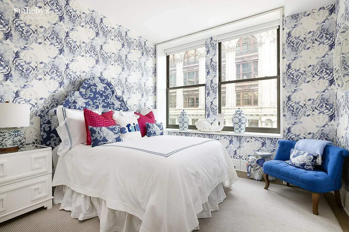 And then a floral bedroom with punchy pillows. Cute, not overdone.