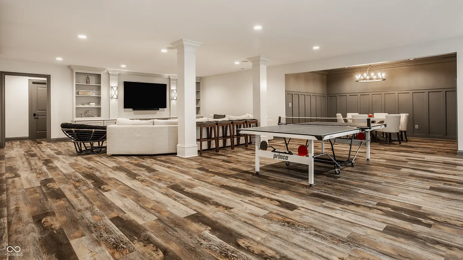 This basement hangout feels finished without feeling precious.