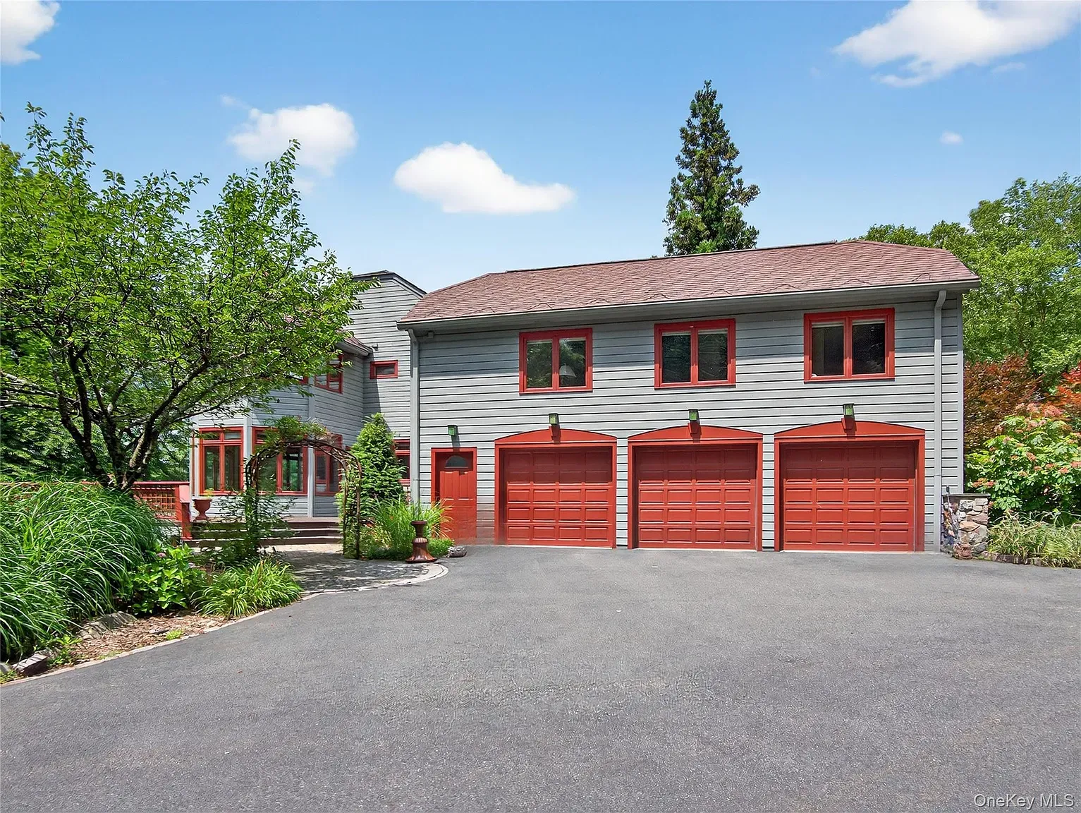 Another angle of the gray-and-red exterior. Looks sharp without trying too hard.