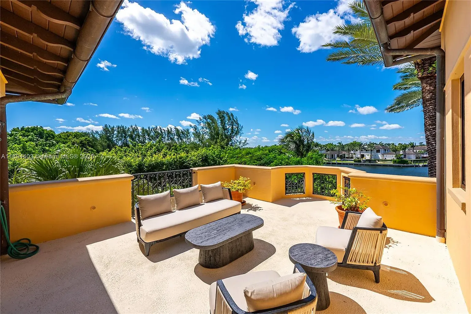 Terrace goals. soft yellows, big sky, breezy seating. Yes please.
