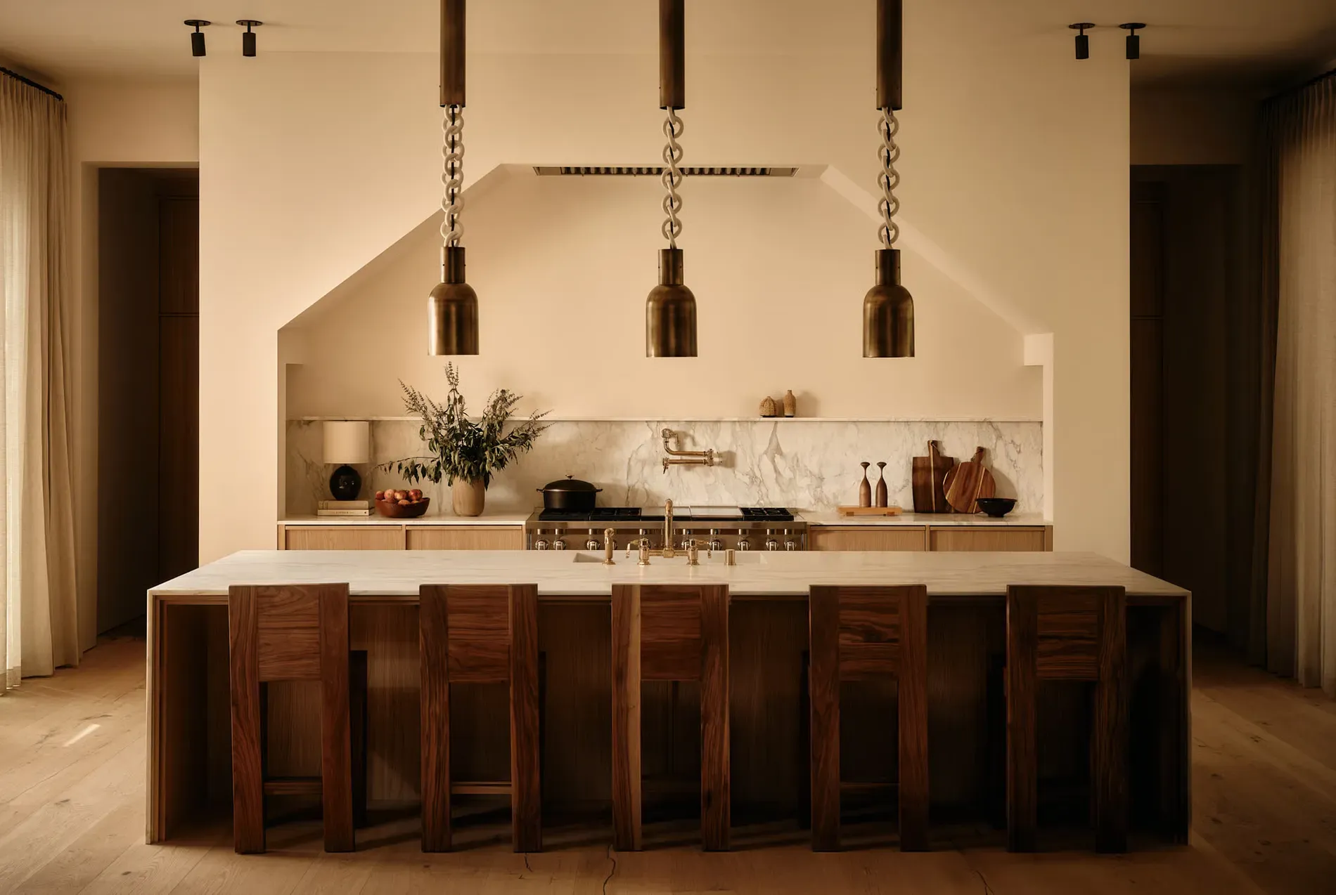 Kitchen island is a slab of tree with a marble hat. Big fan.