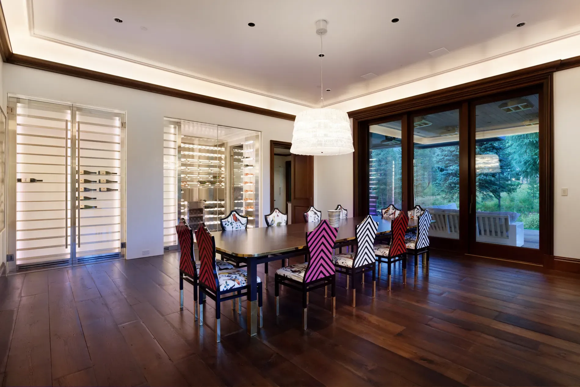 Dining room went graphic—those chairs slap. Too busy or just fun?