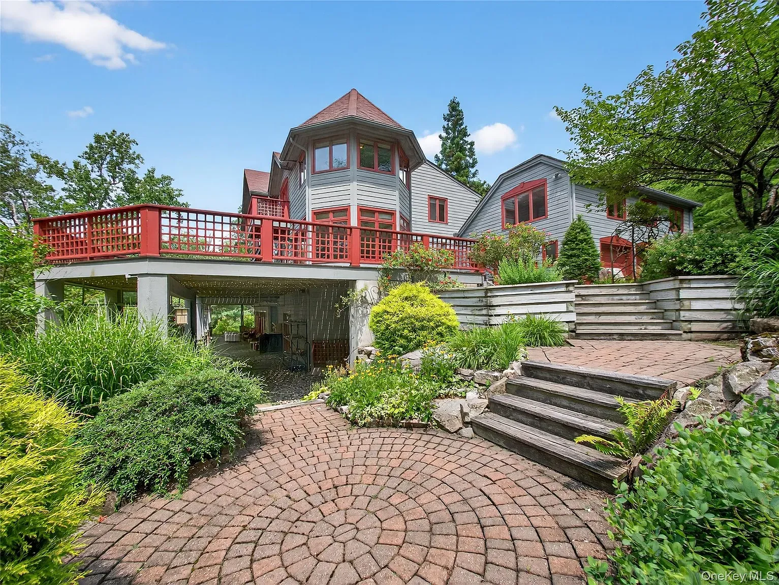Closer look at the textures. Wood, stone, and that pop of red.