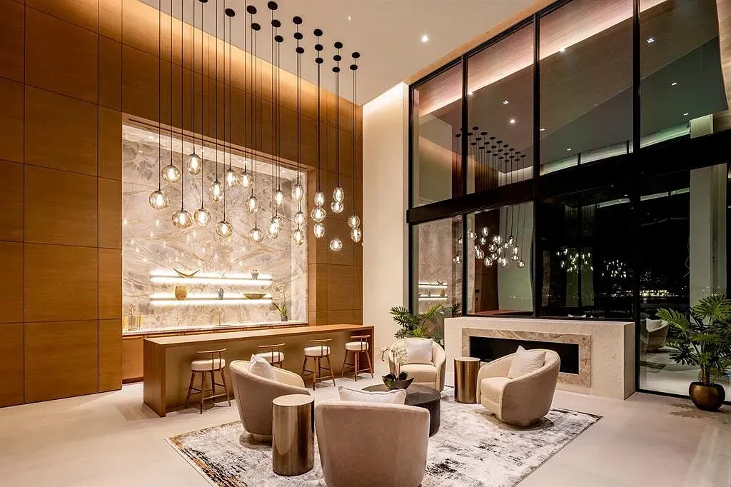 Warm wood with sleek neutrals. Not sure this combo ever fails.