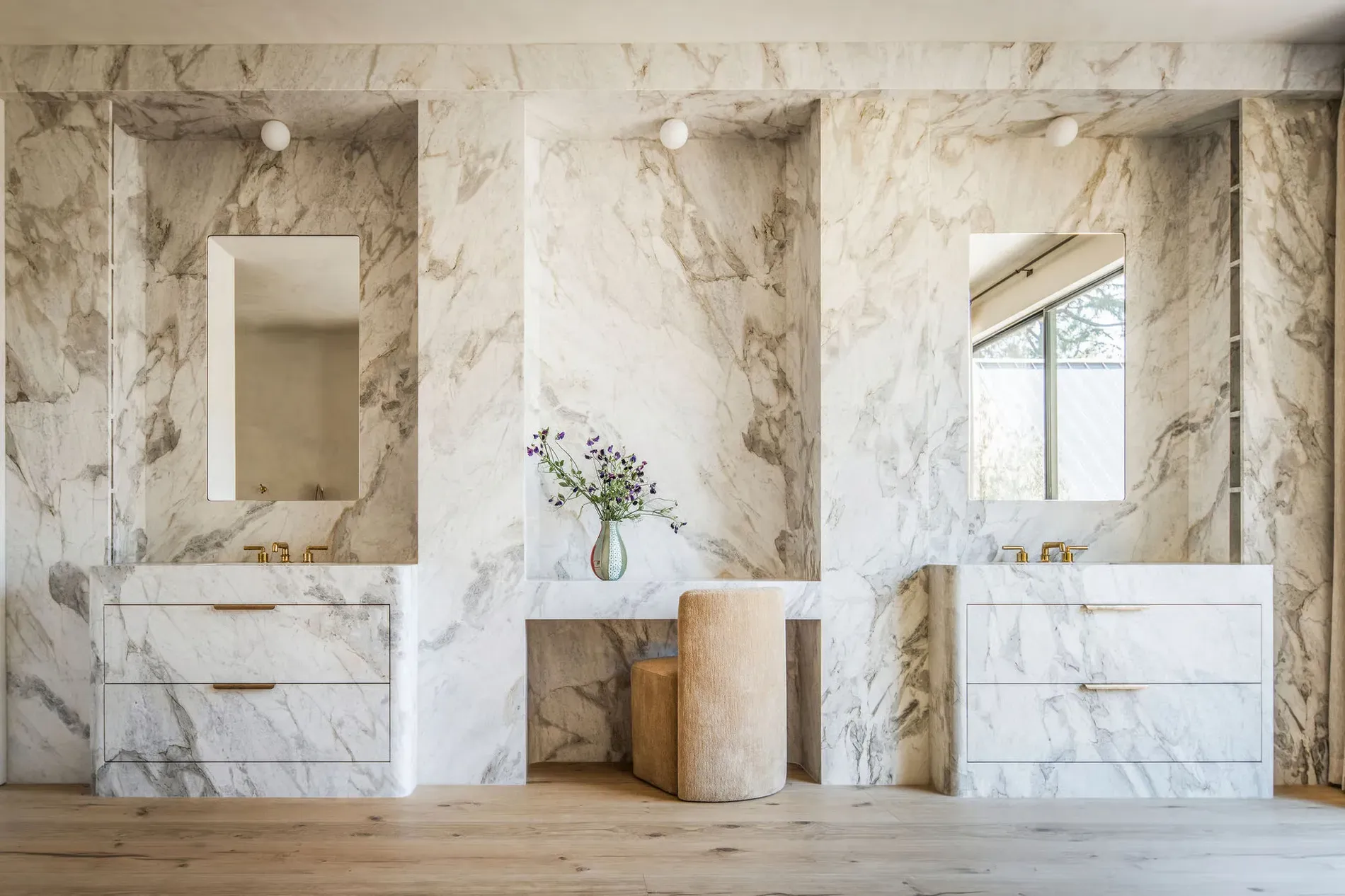 Marble on marble on marble. I mean, cool, but maybe too much? Heated floors?