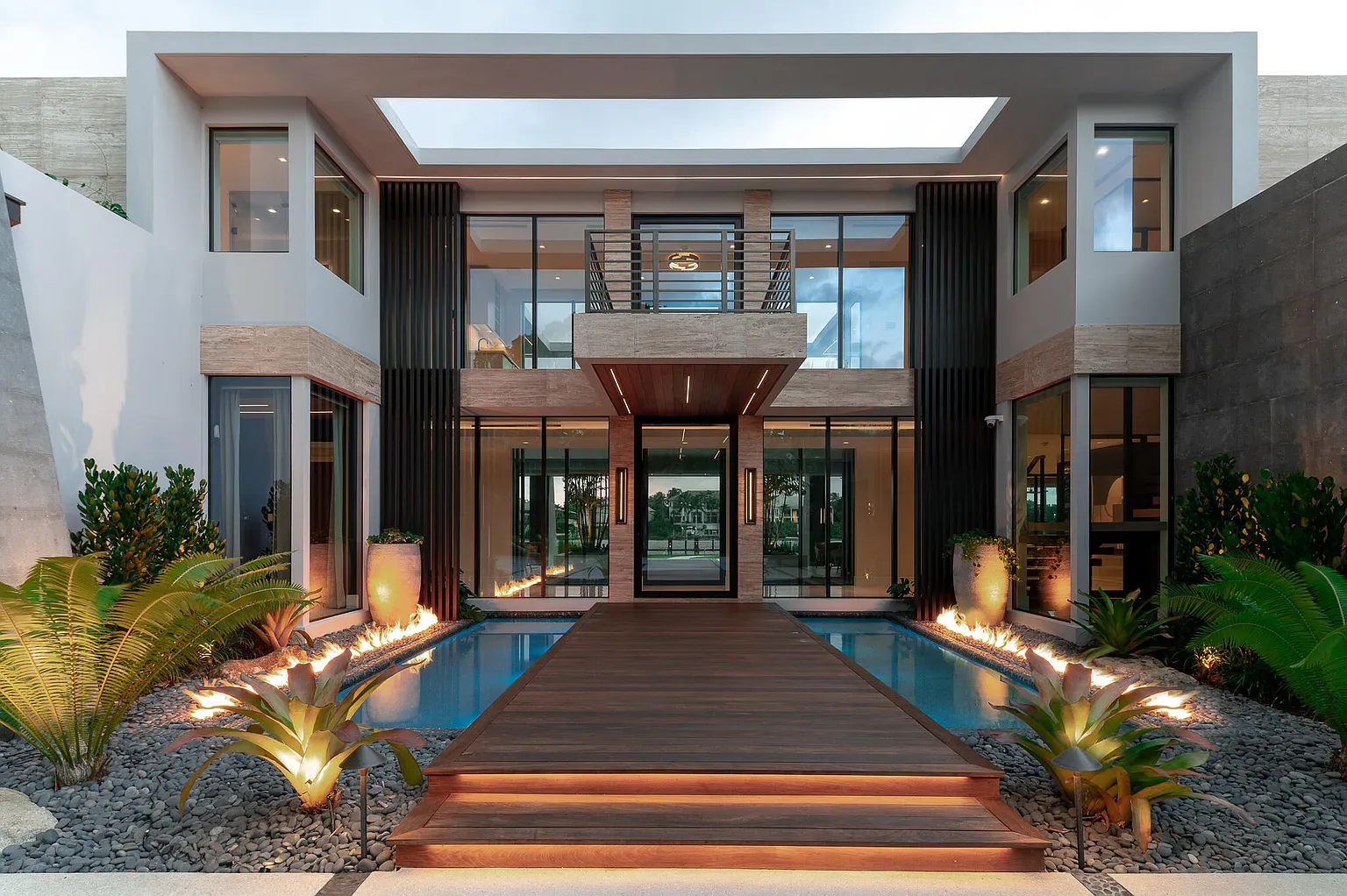 And then the entry—crisp white and stone. Simple, clean, gallery vibes.