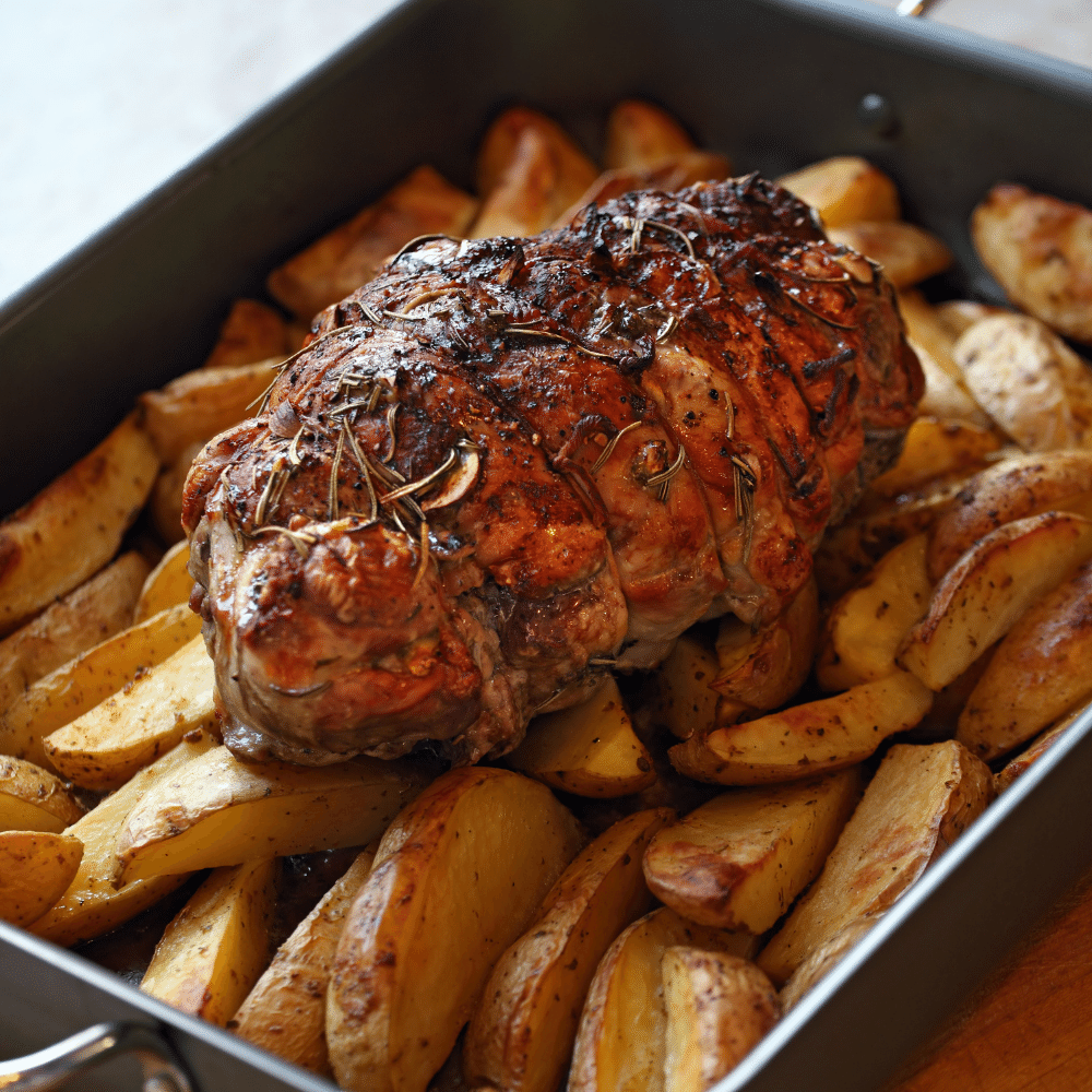 Lamb over potatoes
