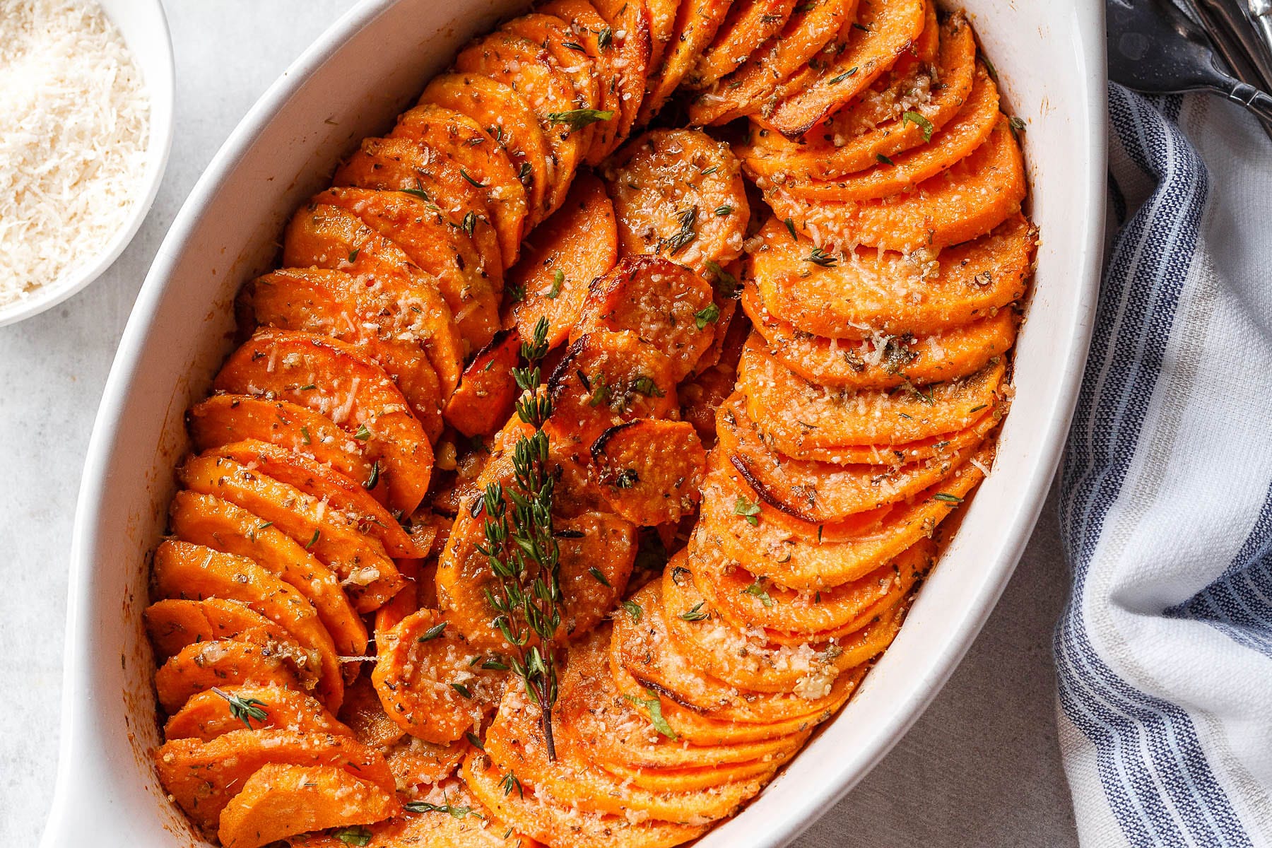 A garlic-roasted sweet potato