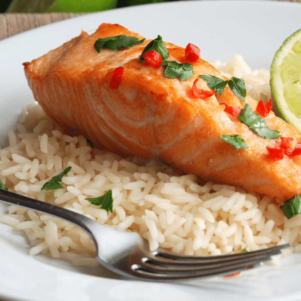 salmon with rice