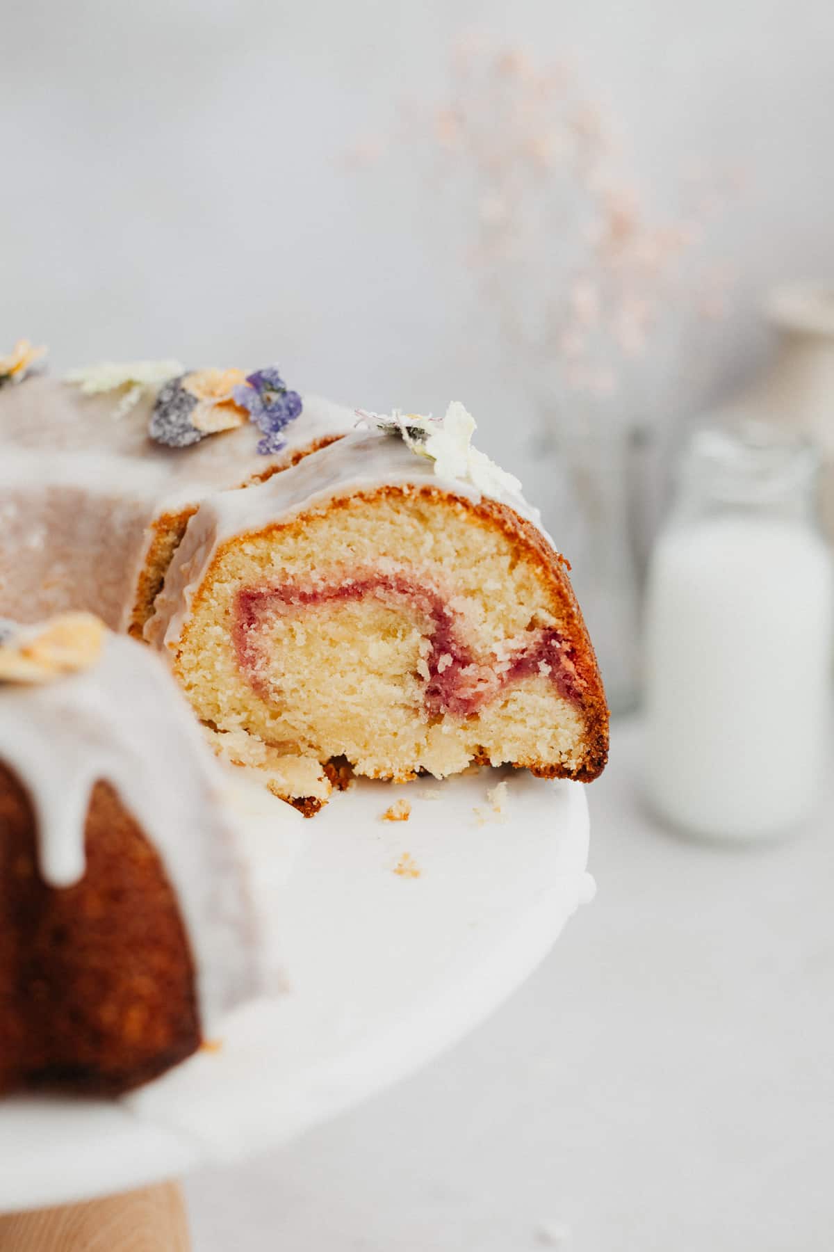 Raspberry White Chocolate Bundt Cake
