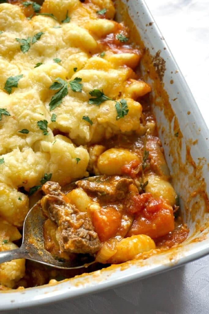 Beef Hot Pot with Cheesy Gnocchi