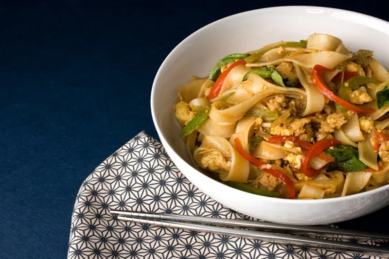 Pad Kee Mao (Spicy Ground Chicken and Rice Noodles)
