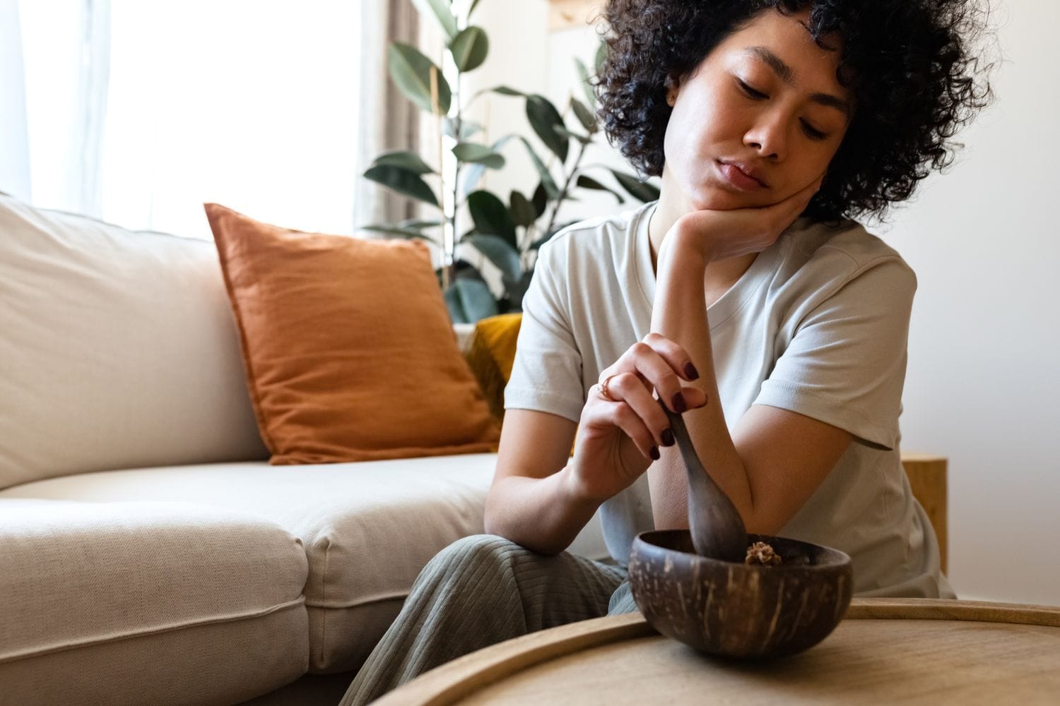 woman looking tired and skipping breakfast