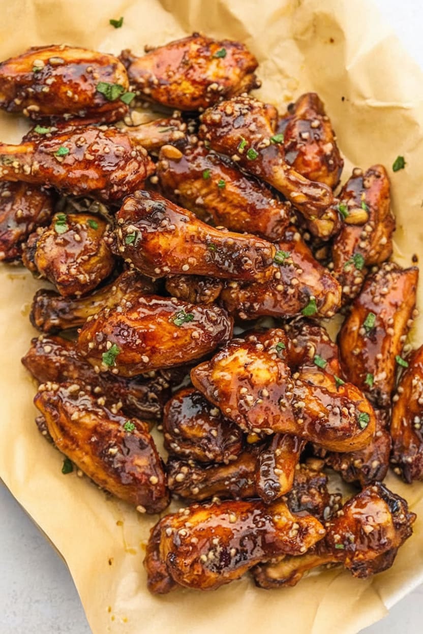 Oven Baked Sticky Honey Garlic Chicken Wings
