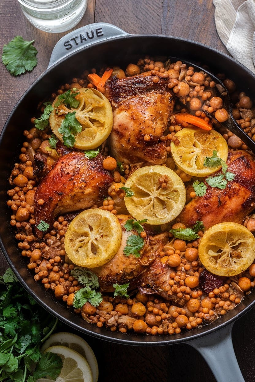 One Pan Moroccan Chicken and Chickpeas