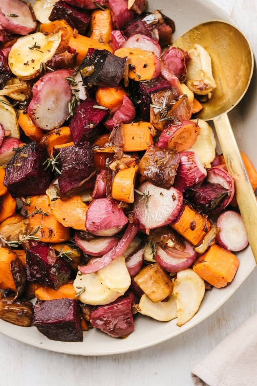 Maple Glazed Roasted Root Vegetables