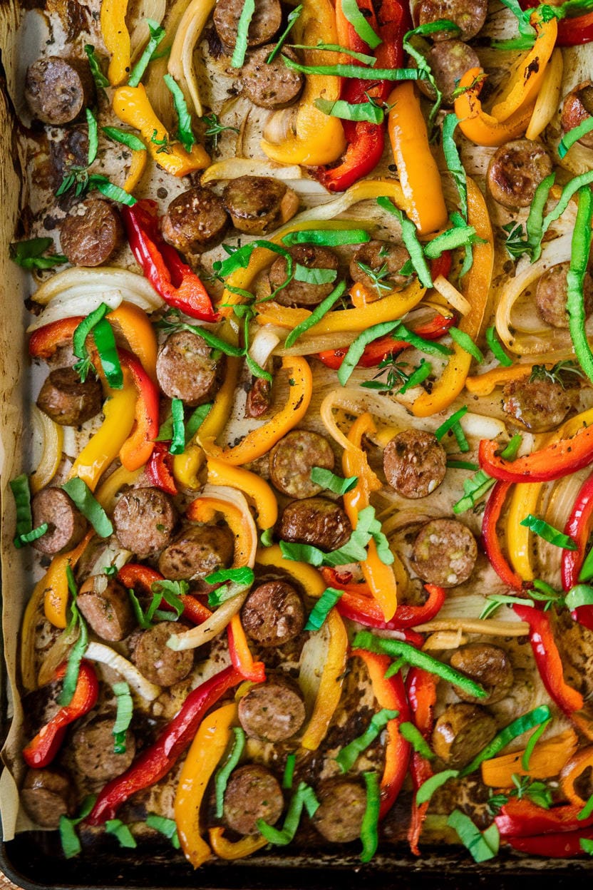 Sheet Pan Sausage and Peppers