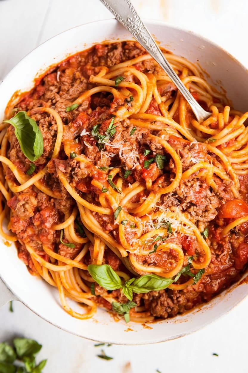 Easy One-Pot Spaghetti with Meat Sauce