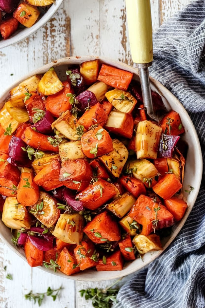 Maple Glazed Roasted Root Vegetables