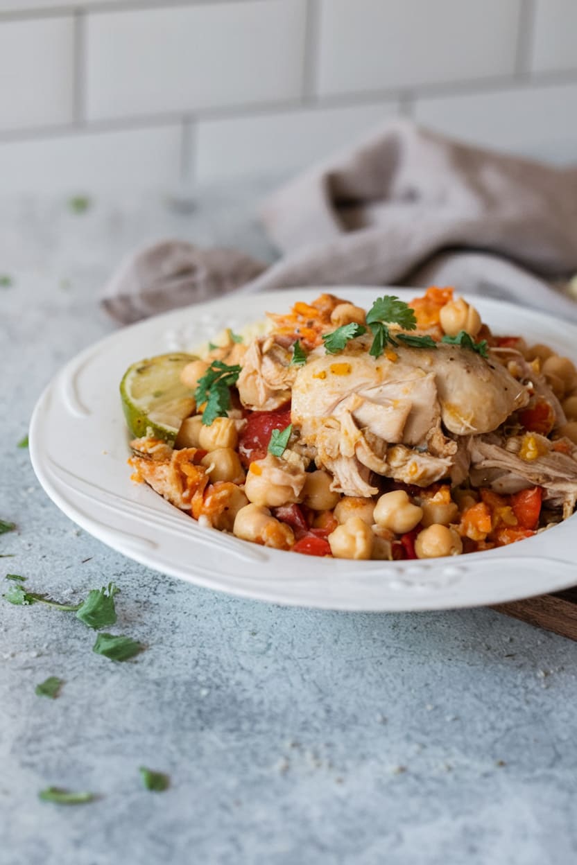 One Pan Moroccan Chicken and Chickpeas