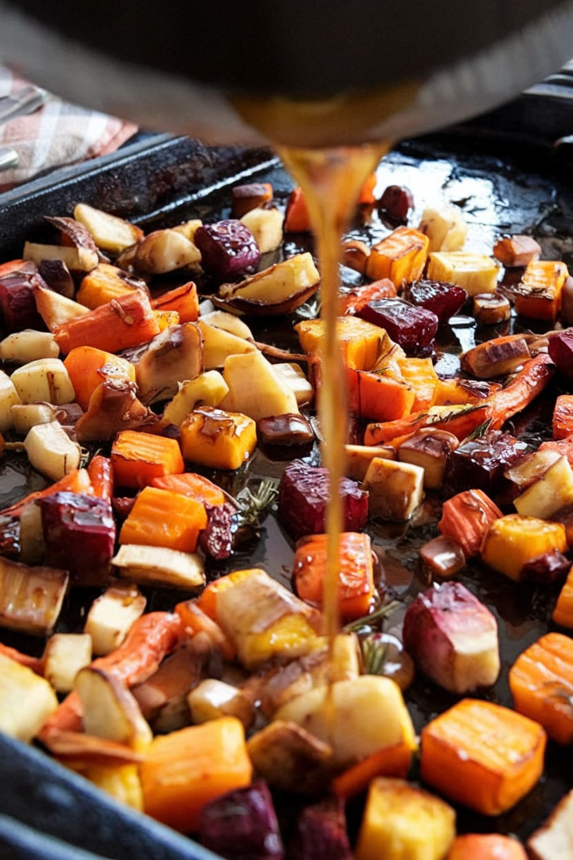 Maple Glazed Roasted Root Vegetables