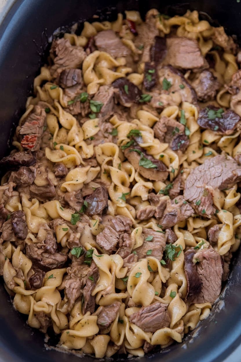 Slow Cooker Beef Stroganoff