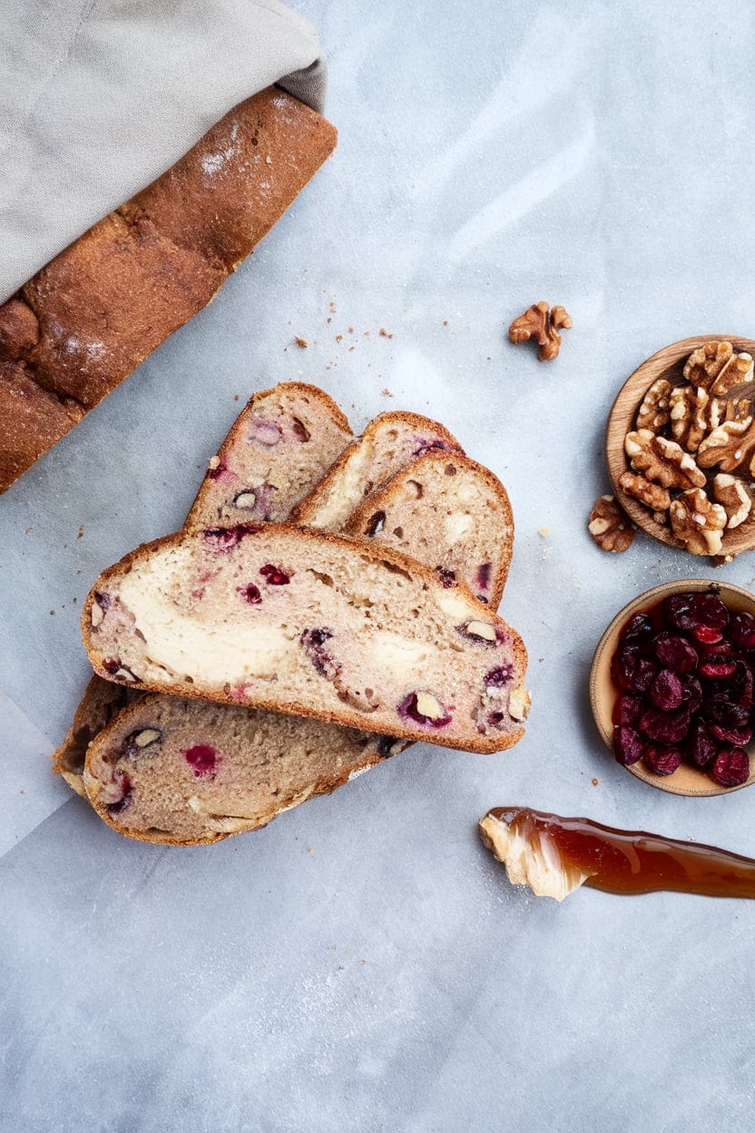 No-Knead Cranberry Walnut Bread with Honey