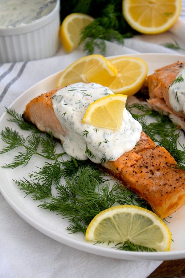 Baked Salmon with Lemon Dill Sauce Recipe