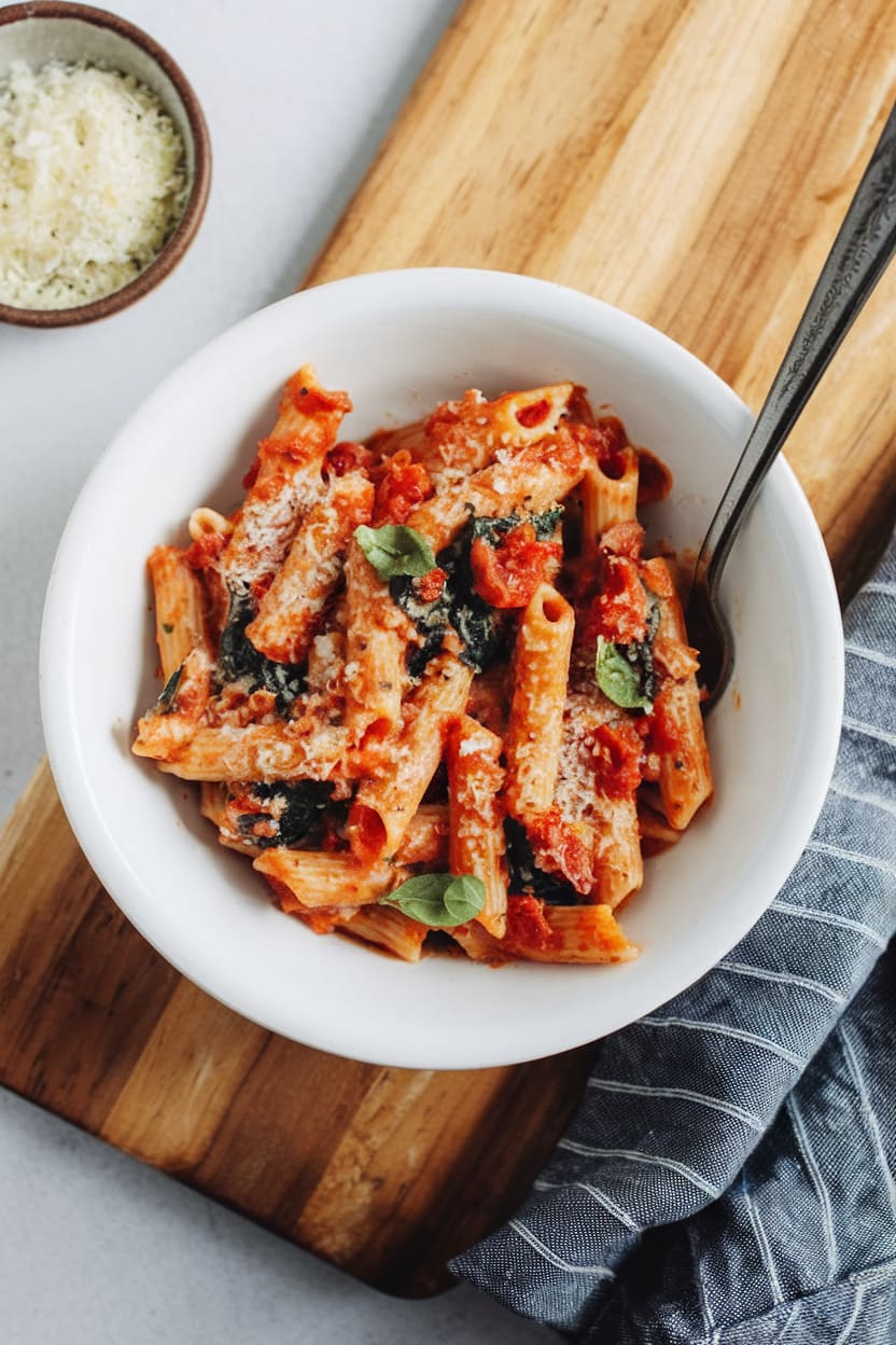 Creamy Tomato Spinach Pasta