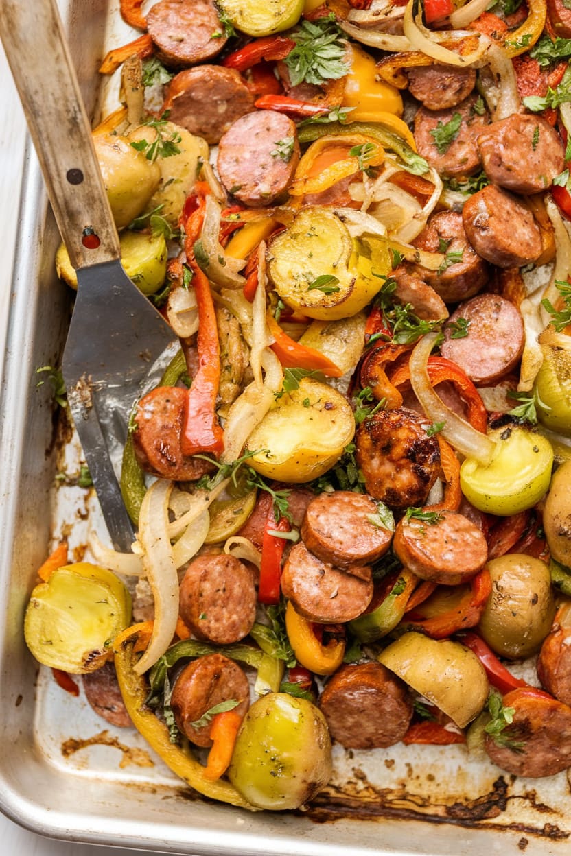 Sheet Pan Sausage and Peppers