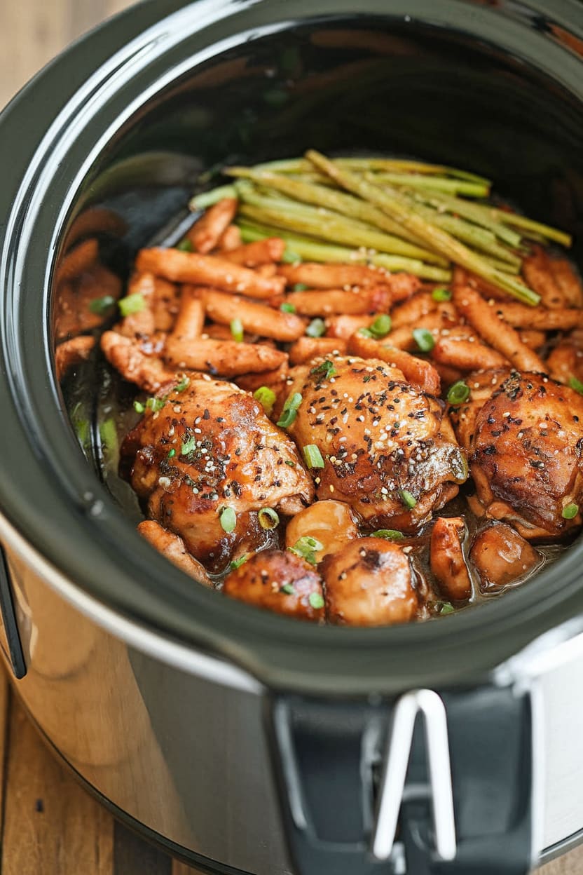 Honey Garlic Slow Cooker Chicken Thighs