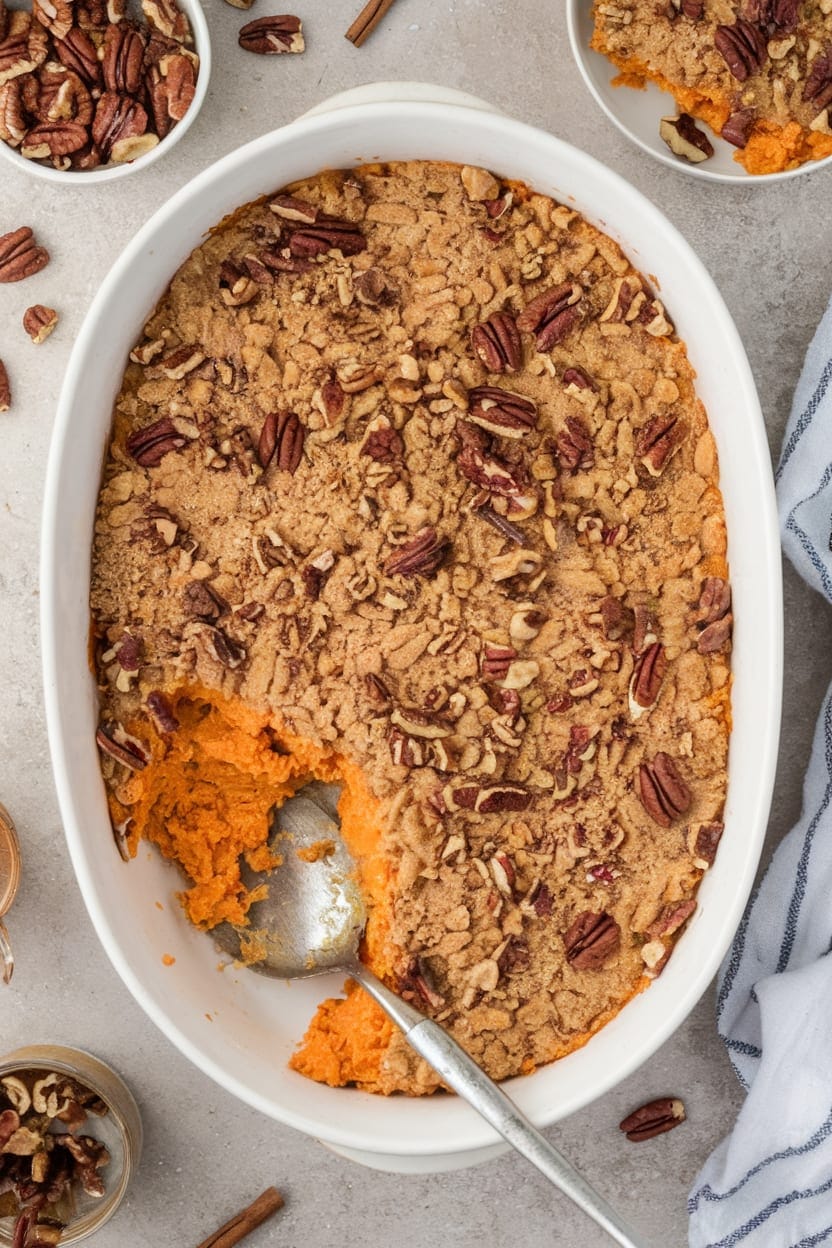 Sweet Potato Casserole with Pecan Streusel