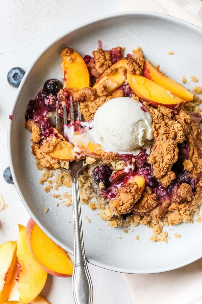 Peach and Blueberry Crisp