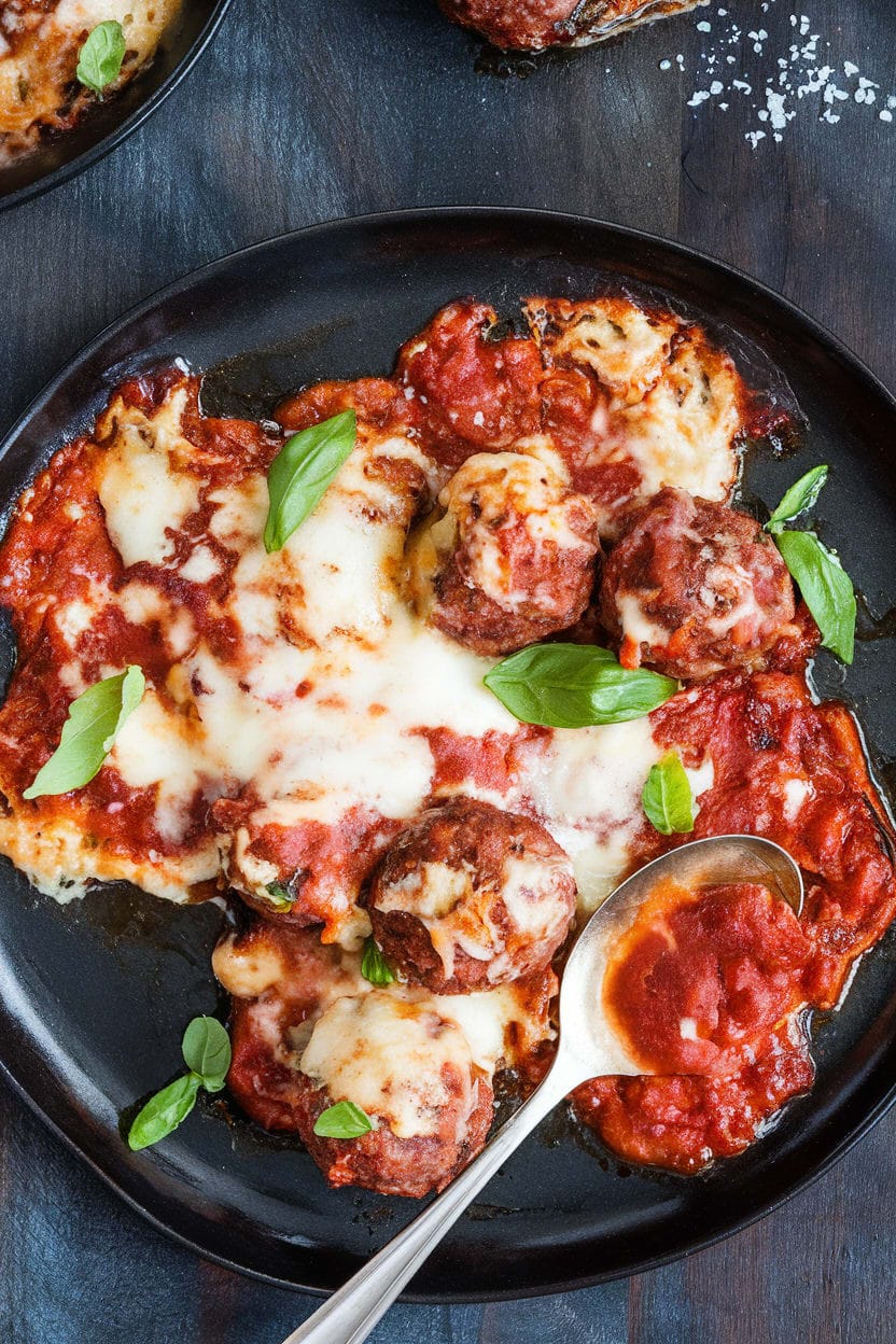 Baked Mozzarella Stuffed Meatballs