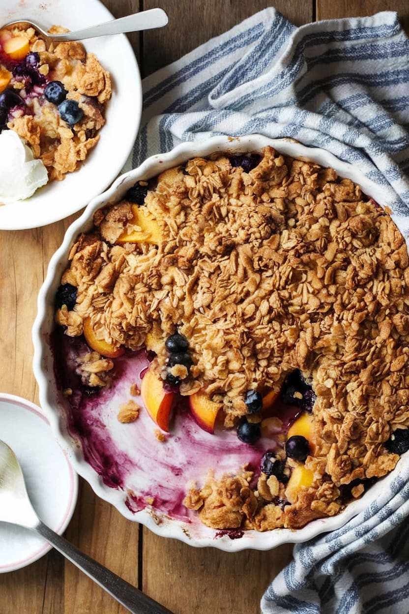 Peach and Blueberry Crisp
