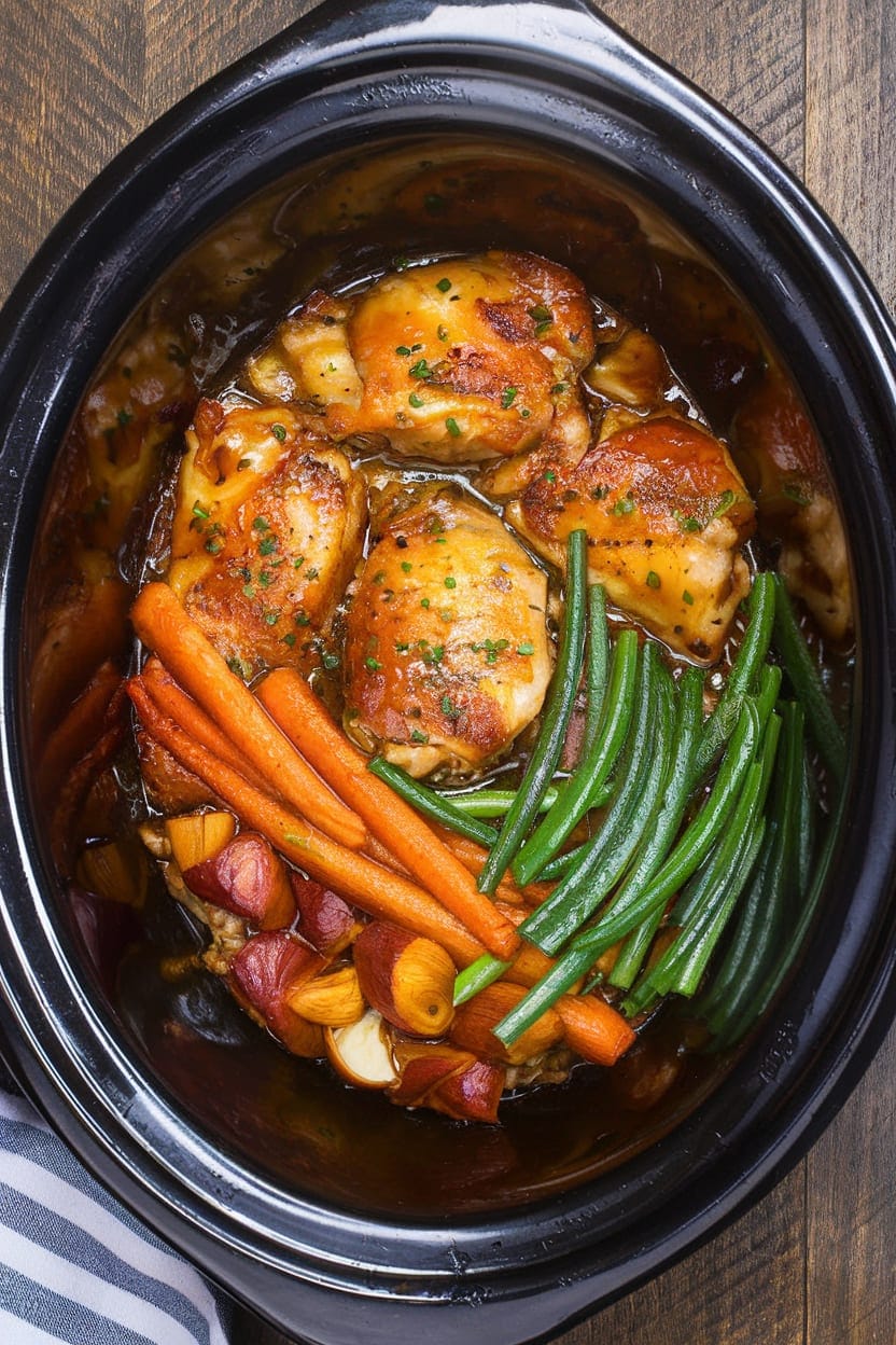 Honey Garlic Slow Cooker Chicken Thighs