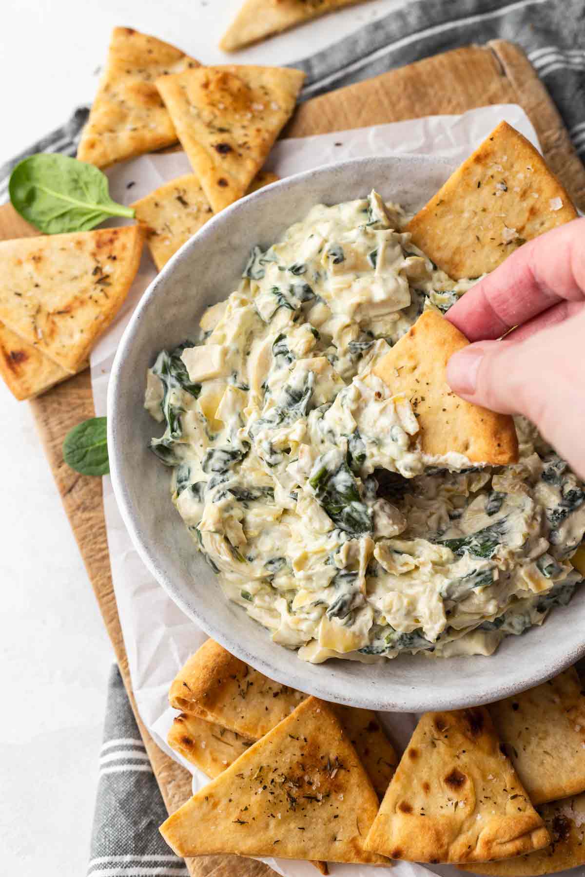 Spinach and Artichoke Dip with Whole Wheat Pita Bread Recipe