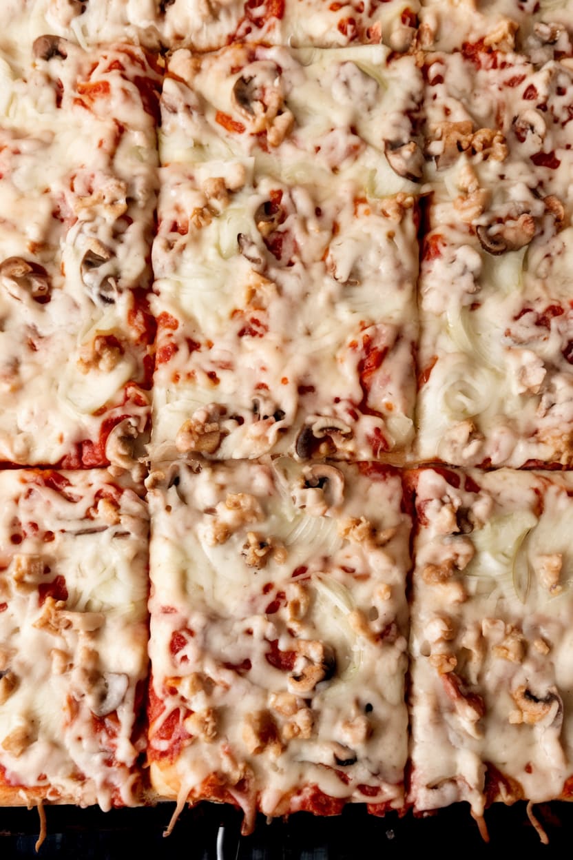 School Cafeteria Rectangle Pizza