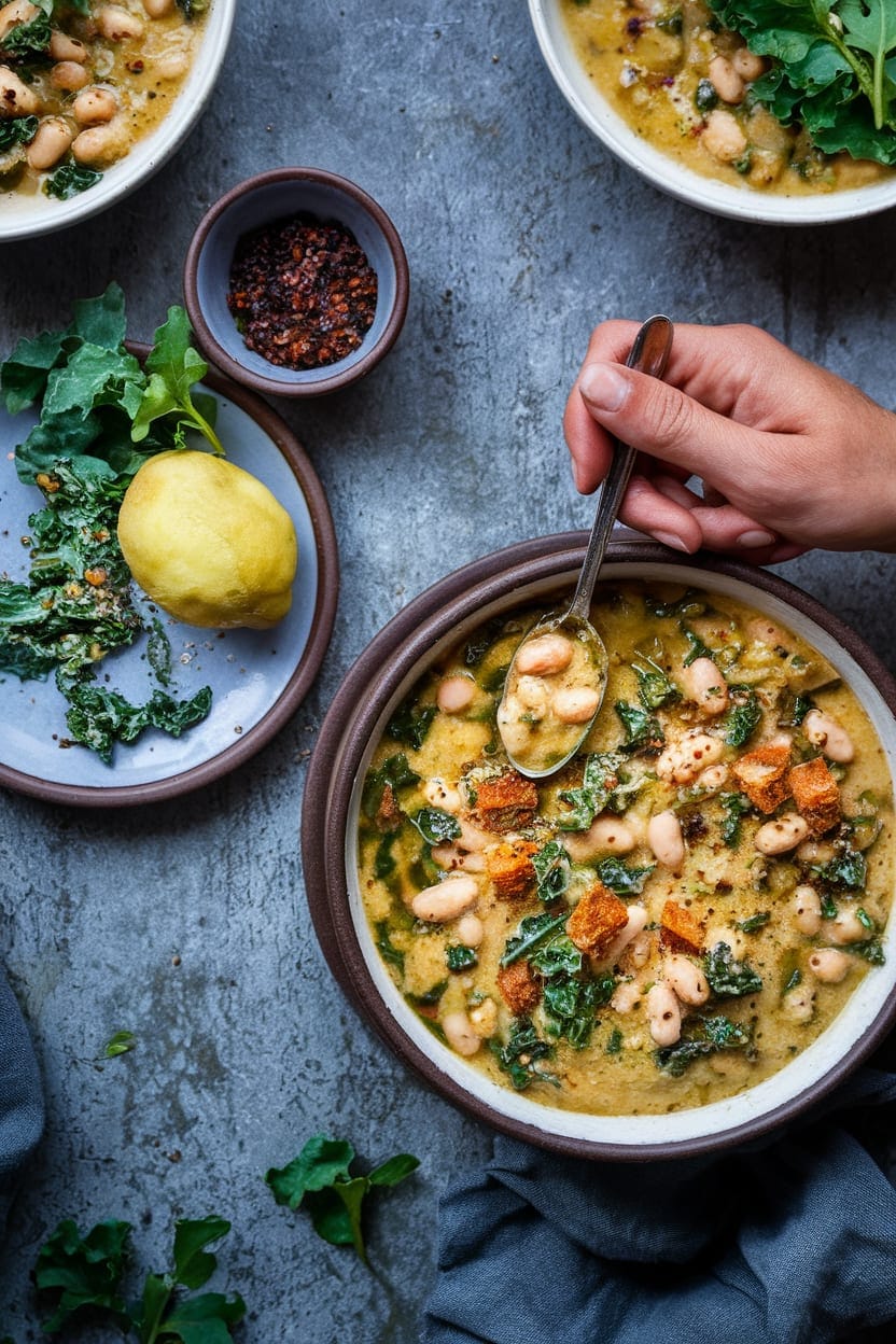 Creamy White Bean Soup with Kale