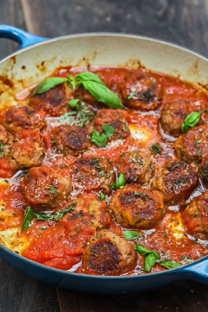 Baked Mozzarella Stuffed Meatballs